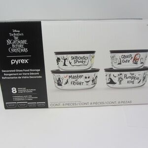 PYREX Disney NIGHTMARE BEFORE CHRISTMAS Limited Ed. 8 pc set 4 bowls 4 lids New